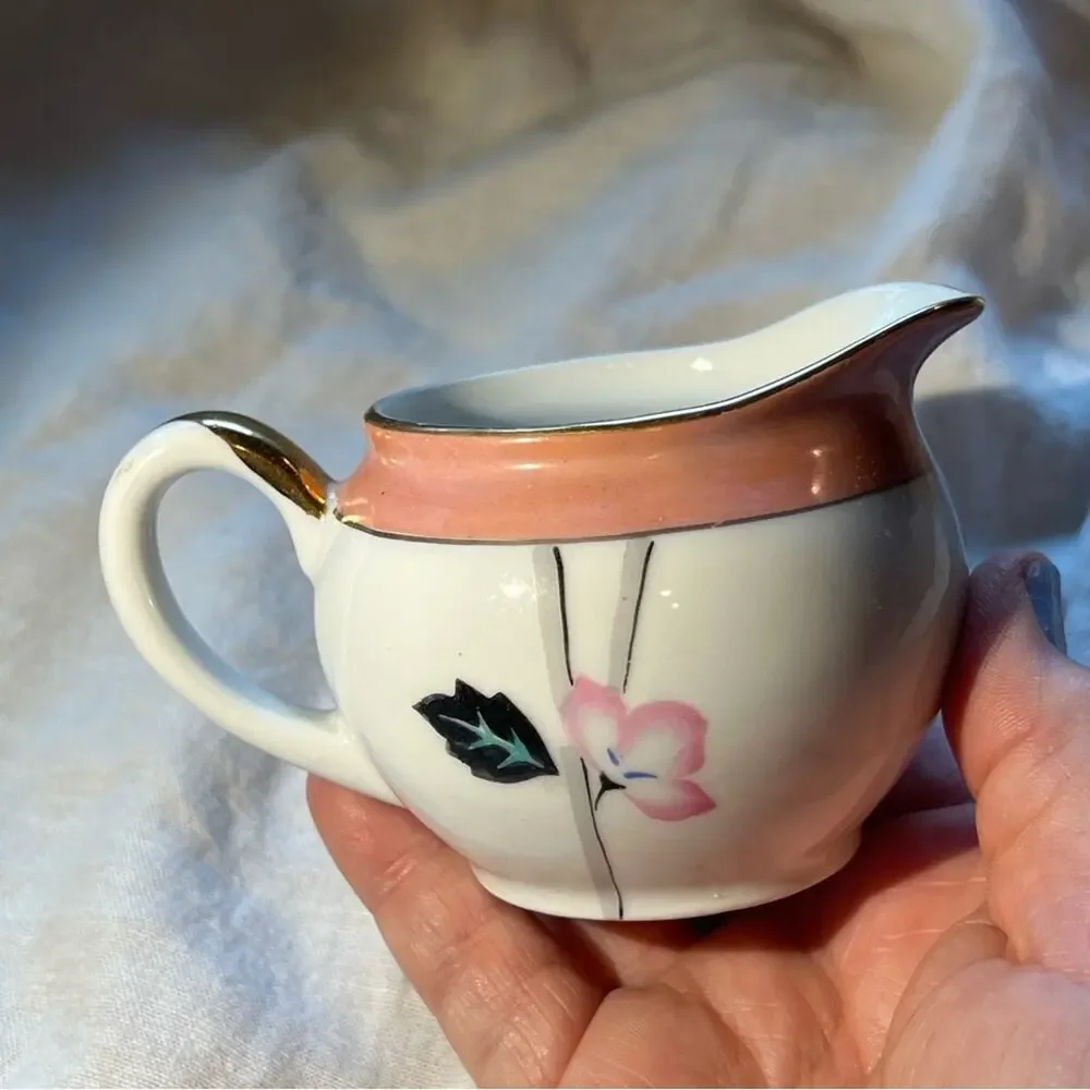 VINTAGE NORITAKE Floral China Creamer Edged in Brilliant Gold/or Flower Vase